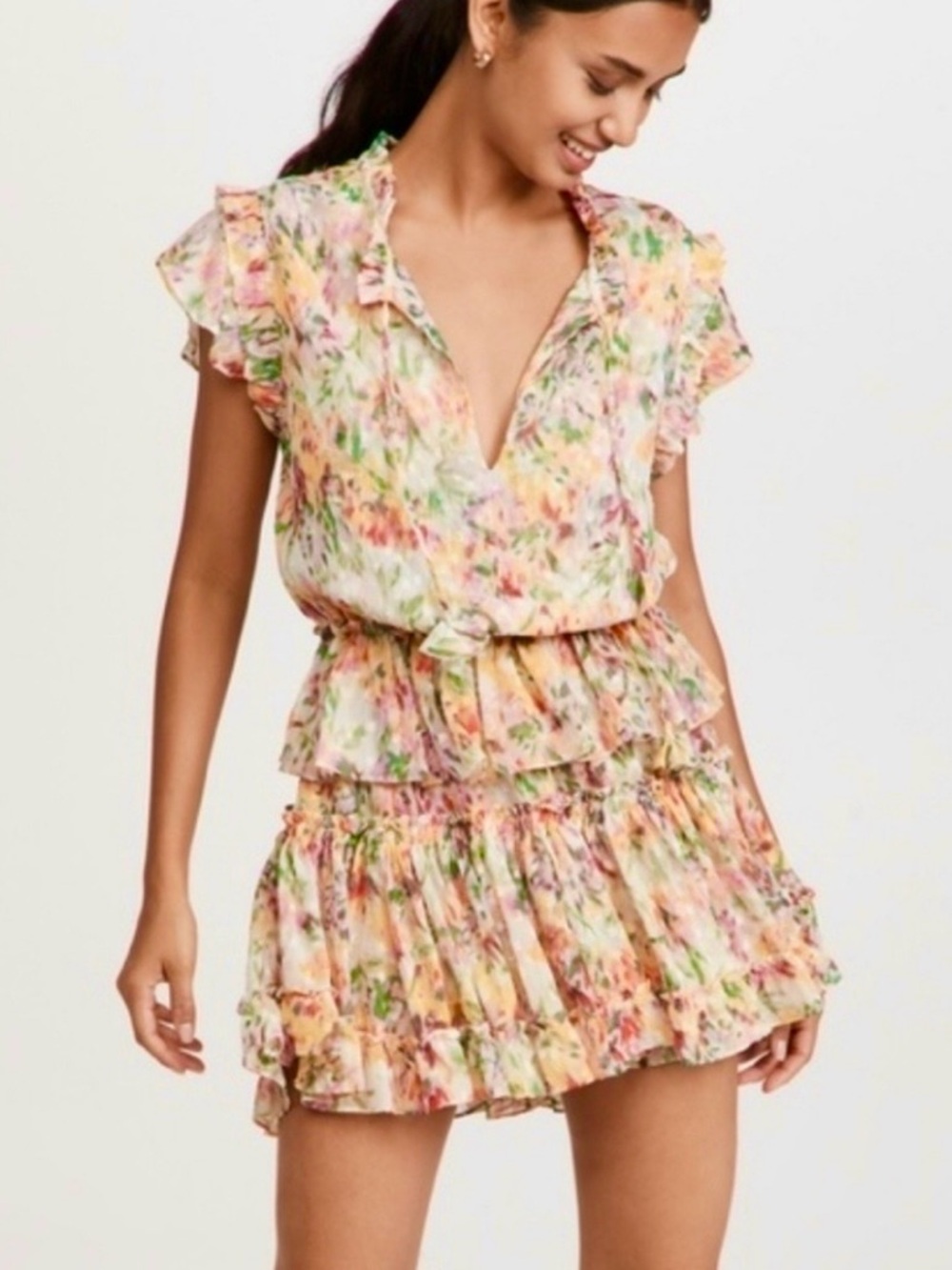 Misa Los Angeles Lillian dress bahara floral yellow floral ruffle mini dress